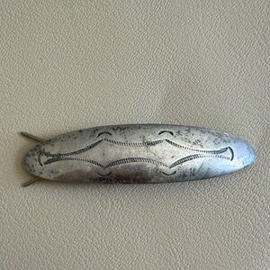 Vintage Engraved Sterling-Style Silver Hair Barrette